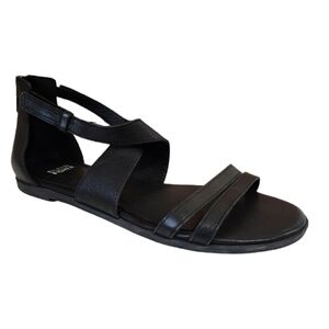 Eileen Fisher Cici Black Strappy leather Open Toe sandal Summer Vacation Casual